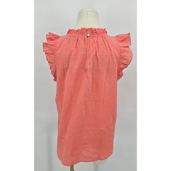 Loft Cotton Textured Dot Flutter Sleeve Blouse - Picture 3 of 5